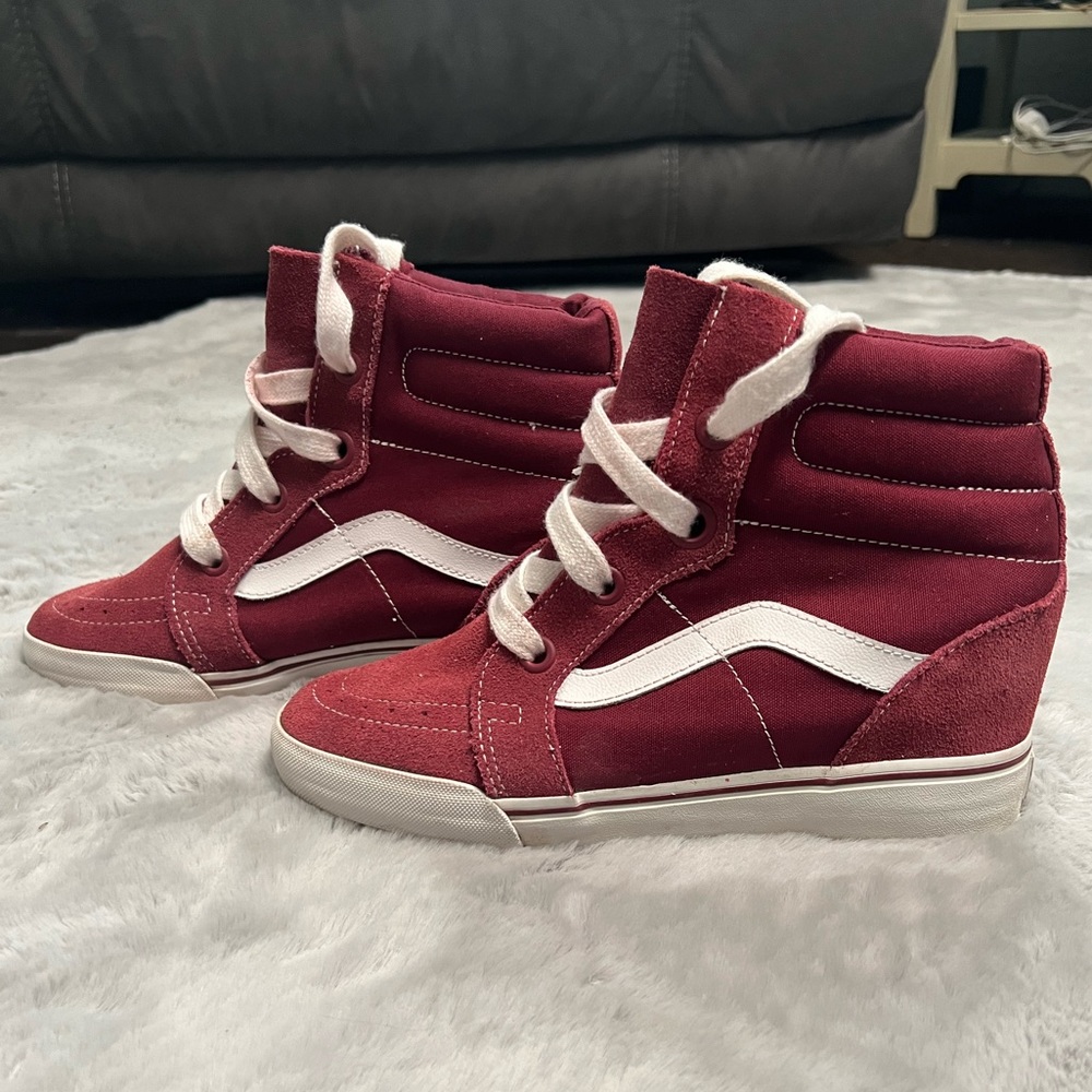 Burgundy Suede Vans Skate Wedge
